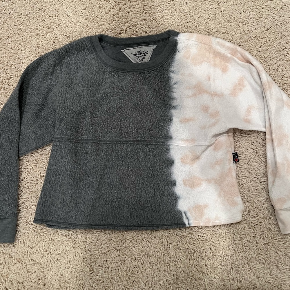 T2 Love Tie Dye Cropped Sweatshirt